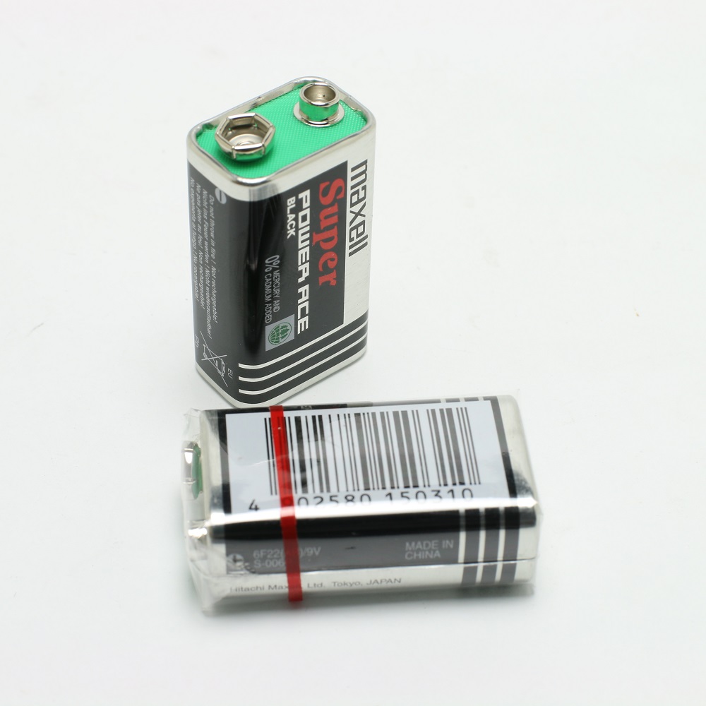 pin 9v maxell hay còn gọi là pin vuông, pin 9v hay pin 6f22 sử dụng trong các loại bộ test cáp mạng cáp điện thoại cáp đồng trục