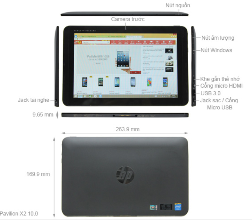 Hình ảnh máy tính bảng Hp Pavilion X2 10.0