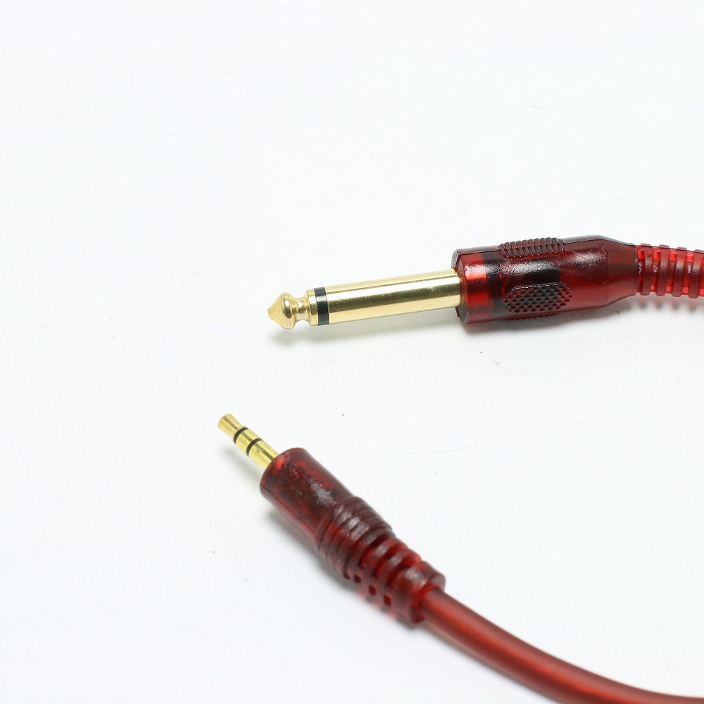 dây cáp loa chuyển jack 6 ly sang jack 3 ly (6.5mm to 3.5mm) dây nâu đỏ loại tốt dài 5m