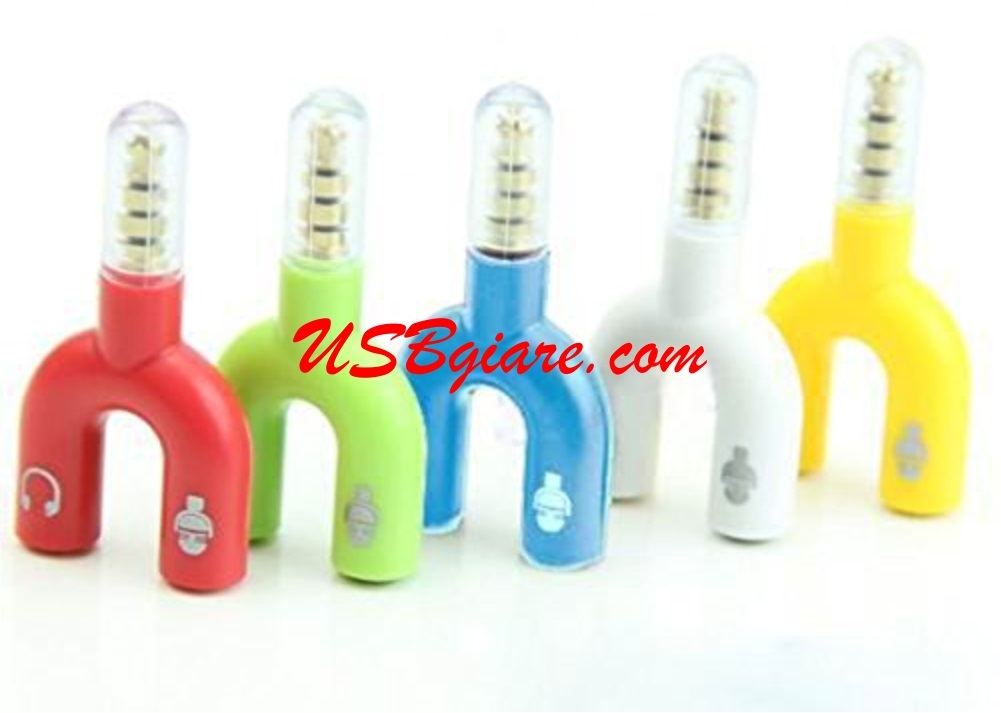 Đầu chia Microphone và Headphone chữ U với nhiều màu sắc sặc sỡ