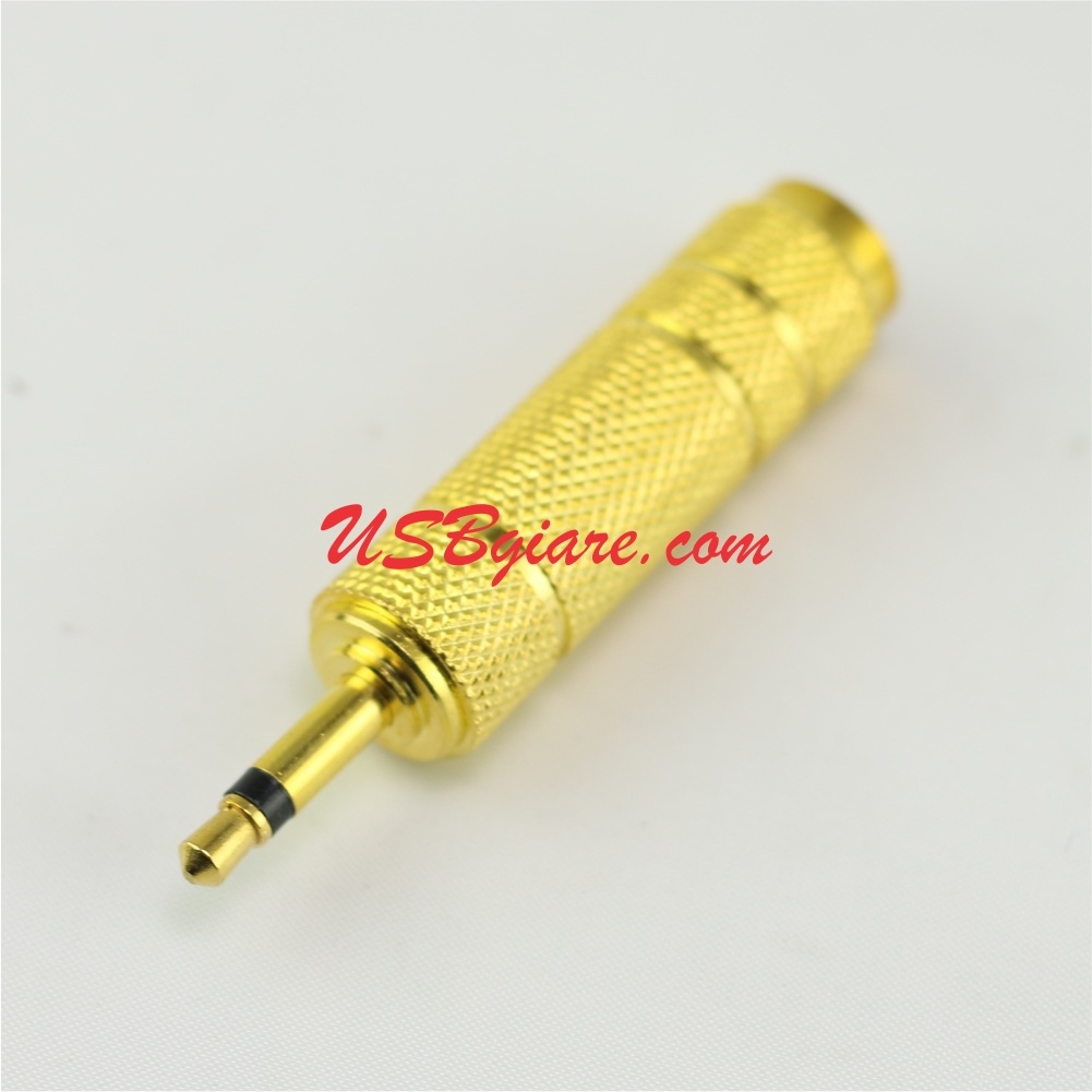 Đầu chuyển Audio 3.5mm đực ra 6.5mm cái Mono mạ vàng