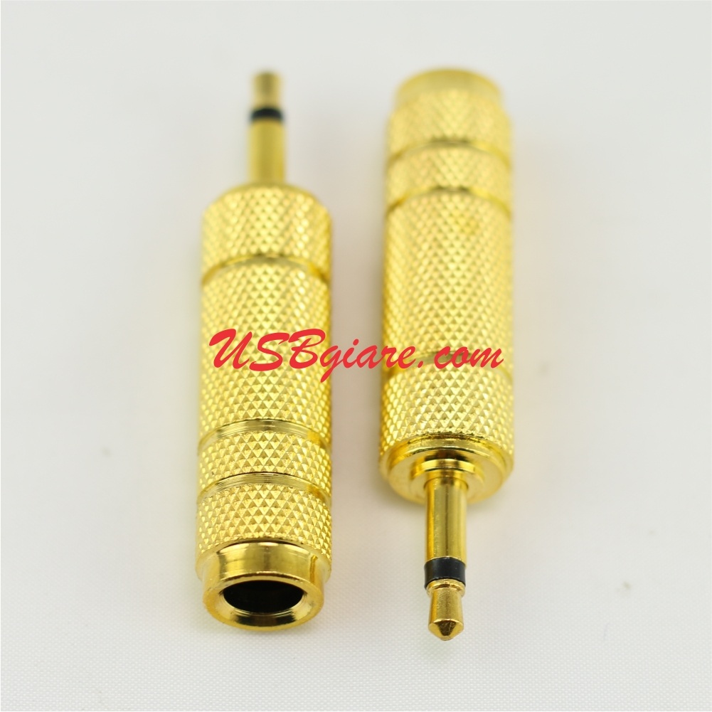 Đầu chuyển Audio 3.5mm đực ra 6.5mm cái Mono mạ vàng
