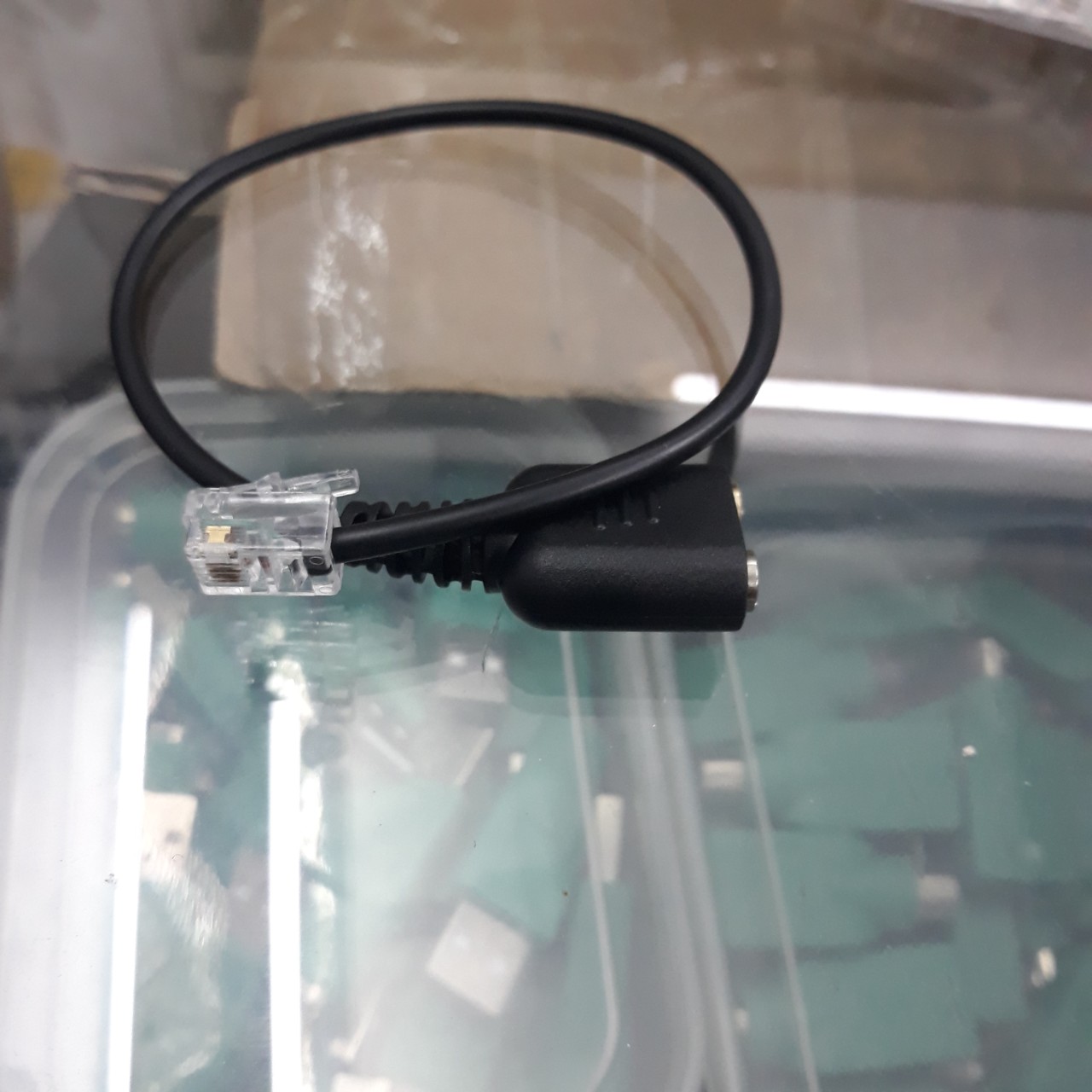 cáp chuyển tai nghe rj9 to 3.5mm cho điện thoại IP Grandstream loại 2 jack 3.5mm