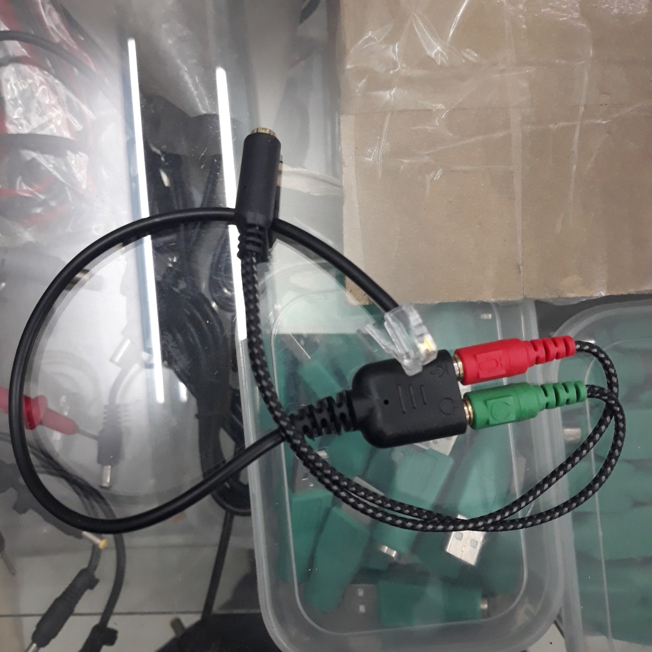 cáp chuyển tai nghe rj9 to 3.5mm cho điện thoại IP Grandstream loại 1 jack 3.5mm