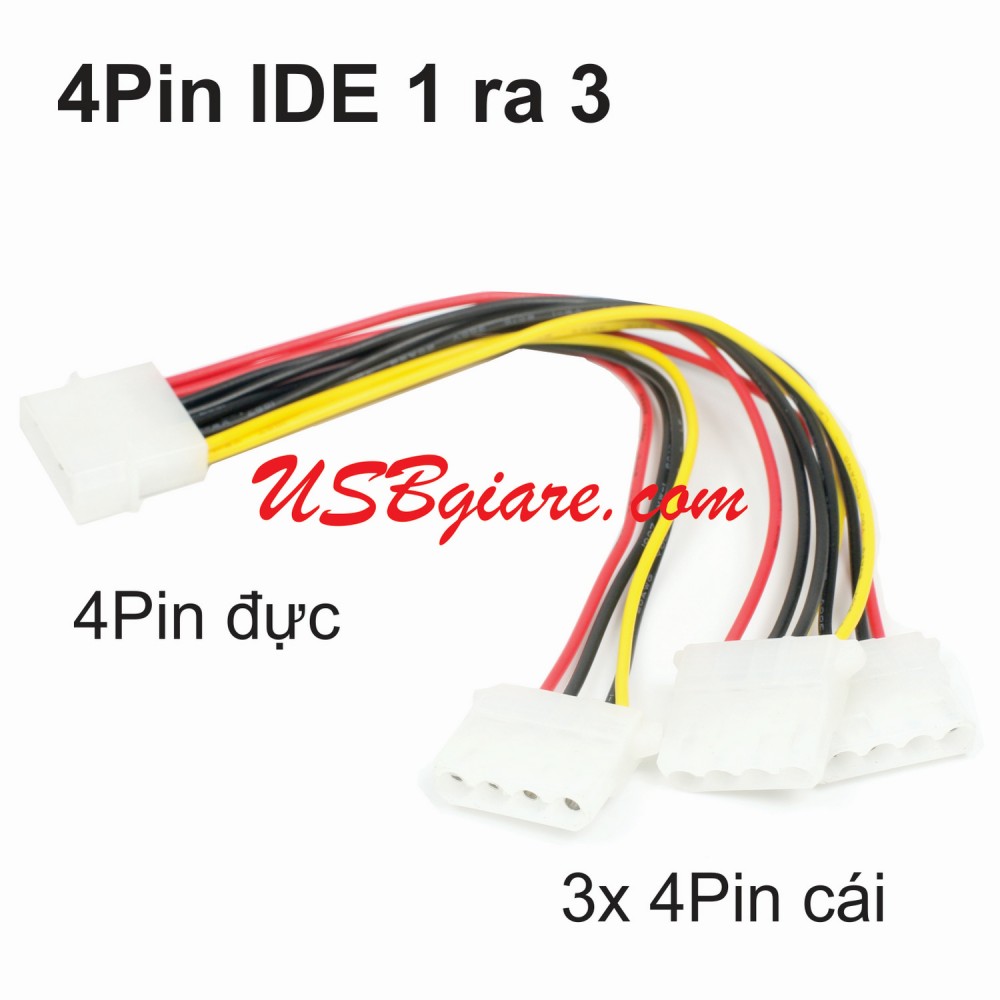 Cáp chia nguồn 4Pin IDE 1 ra 3 (1 đầu đực ra 3 đầu cái)