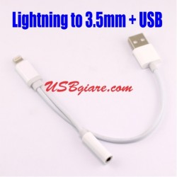 Cáp chuyển tai nghe iPhone 7, 7 Plus Lightning sang 3.5mm có cổng sạc USB