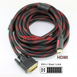 Cáp chuyển DVI sang HDMI 5M chuẩn DVI-I 24+5 Dual Link dây lưới