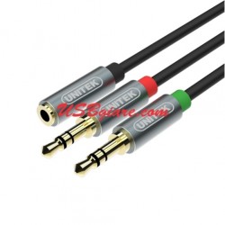 Cáp gộp tai nghe và mic 2 jack 3.5mm đực (male) ra 1 jack 3.5mm cái (female) Unitek