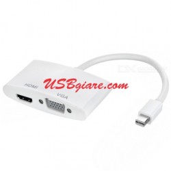 Cáp Mini Displayport (mini DP) to VGA HDMI 2 in 1 đa năng giá rẻ HS13