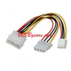 Cáp nguồn Molex 4pin ra 2 nguồn 4pin Molex + 4pin Floppy