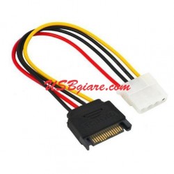 Cáp nguồn Sata đực ra 4 Pin Molex cái - Sata 15Pin male to Molex 4Pin female