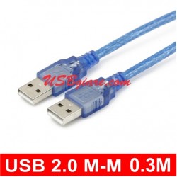 Cáp USB 2 đầu đực 0.3M (dây xanh)