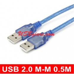 Cáp USB 2 đầu đực 0.5M (Dây xanh chống nhiễu)