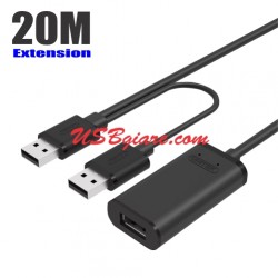 Cáp USB nối dài 20M có chíp khuếch đại có nguồn phụ Unitek Y-279