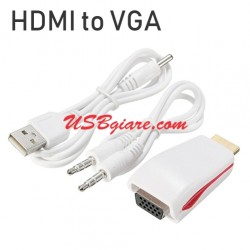 Đầu chuyển HDMI ra VGA nhỏ gọn có nguồn power và âm thanh audio sử dụng cho PS4 Macbook