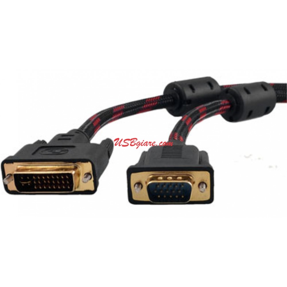 Cáp chuyển DVI sang VGA 3M chuẩn DVI-I 24+5 Dual Link