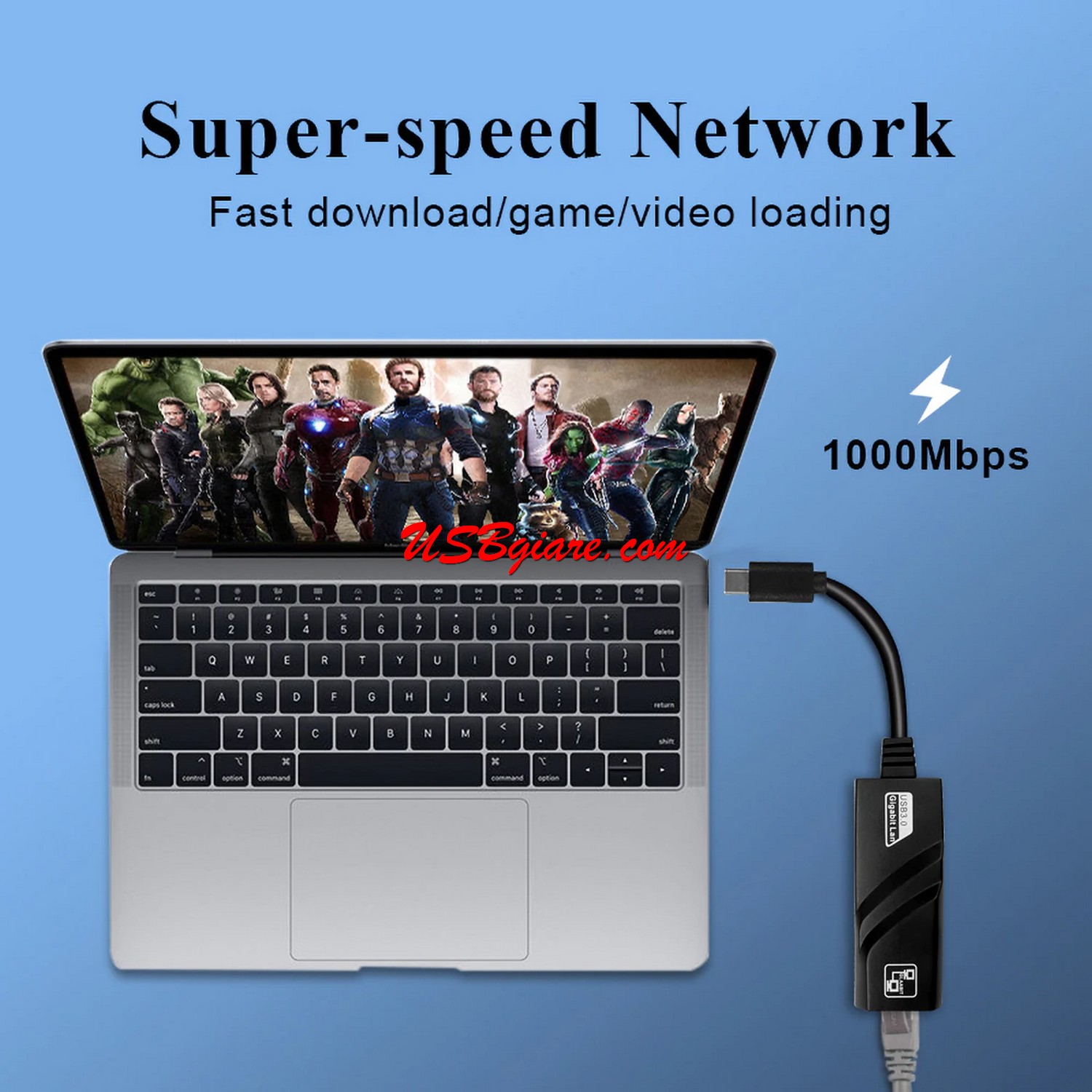 Hub Adapter chuyển đổi Type c sang 3 cổng USB 3.0 và cổng LAN RJ45 - ảnh 2