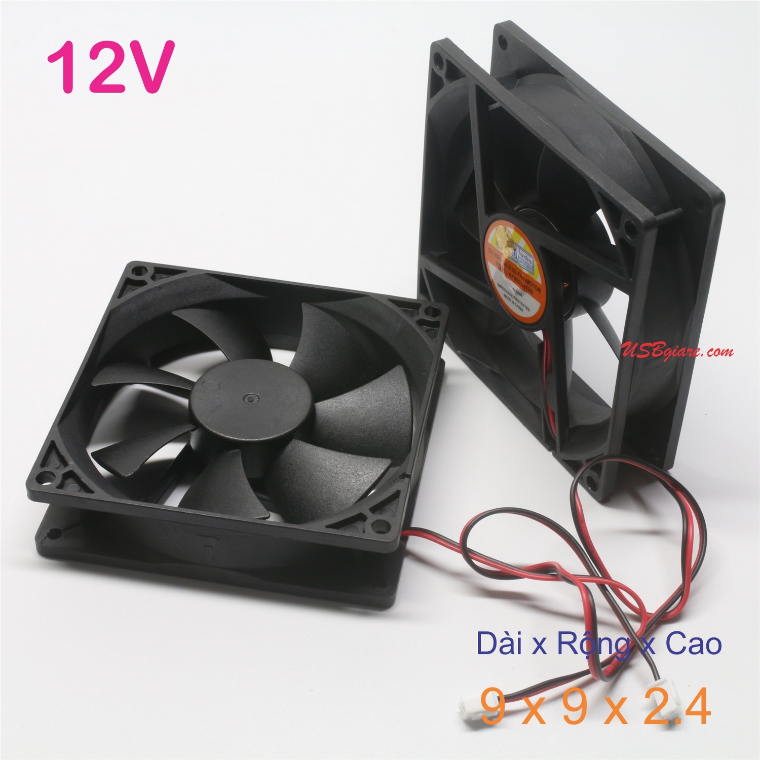 Fan quạt tản nhiệt 12V vuông 9cm x dày 2.4cm