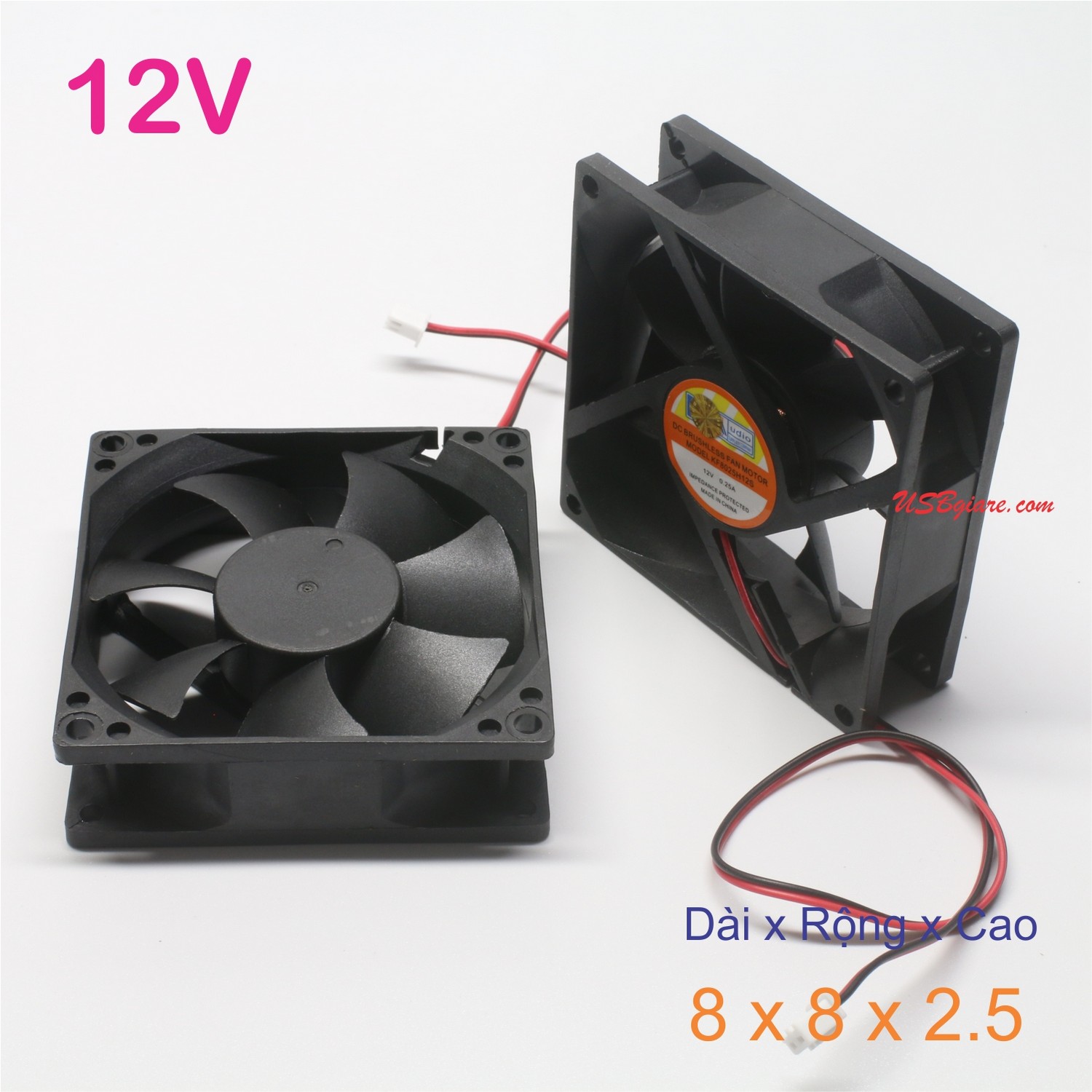 Fan quạt 12V vuông 8x8x2.5cm