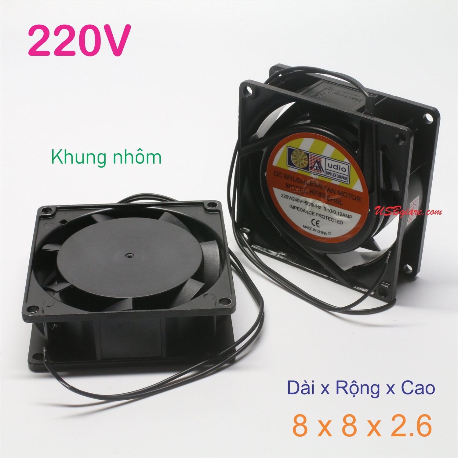 Fan quạt hút quạt tản nhiệt 220V 8x8x2.6cm