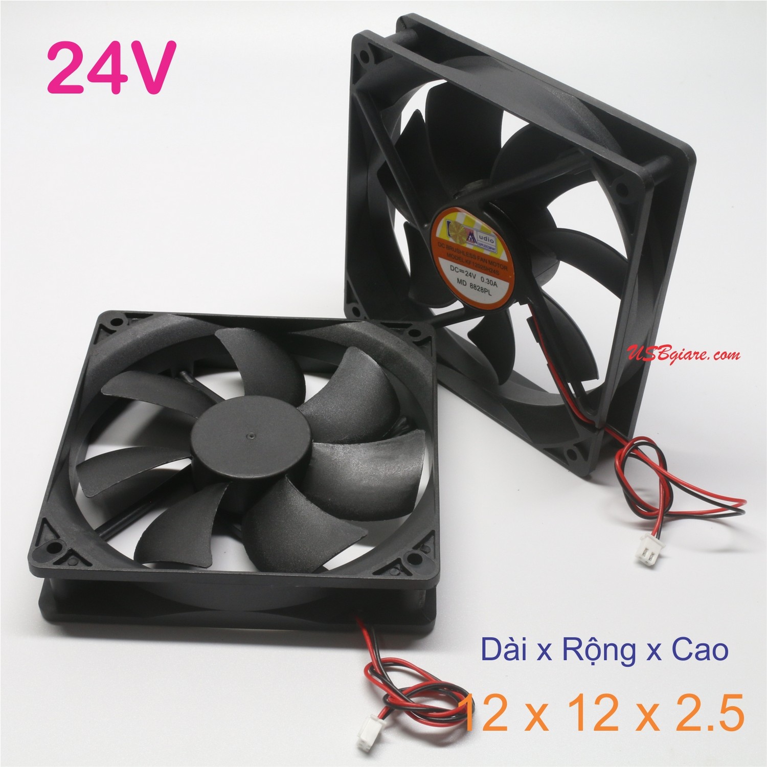 Fan quạt 24V 1 tấc 2 12cm x 12cm x 2.5cm sử dụng để tản nhiệt hoặc hút nhiệt